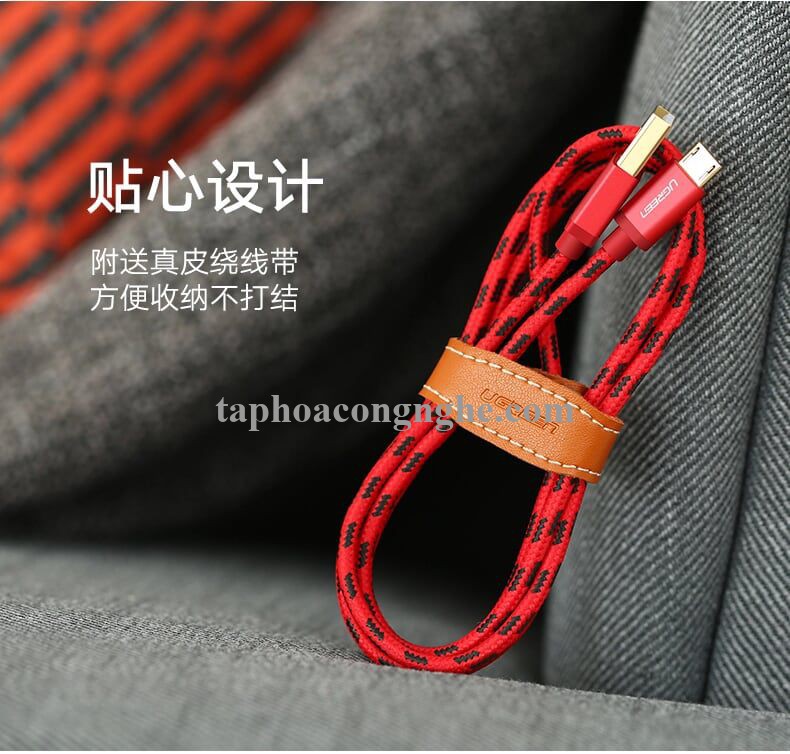 Ugreen 40396 0.5M màu Xanh dương Cáp sạc truyền dữ liệu USB 2.0 sang MICRO USB dây bọc lưới US246 30040396